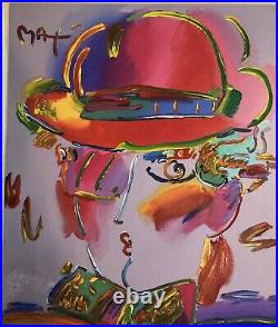 Estate Sale HAND SIGNED PETER MAX Zero Man In ACRYLIC MIXED MEDIA NUMBERED COA