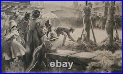 Everett Shinn American 1876-1953 Charcoal Ink Wash painting Religious Liberty