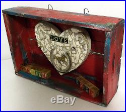 Faith Hope Love Wall Art Southwest Western Decor Assemblage Turquoise Red Horse