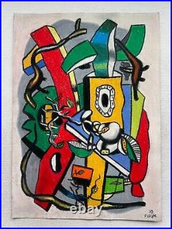 Fernand Leger Drawing on paper (Handmade) signed and stamped mixed media