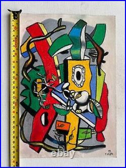 Fernand Leger Drawing on paper (Handmade) signed and stamped mixed media