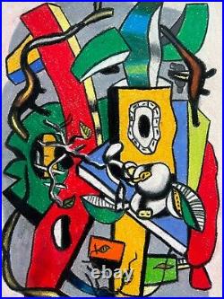 Fernand Leger Drawing on paper (Handmade) signed and stamped mixed media