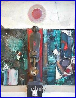 Figure & Screen. Mixed Media by leading Expressionist artist Trevor P Edmands