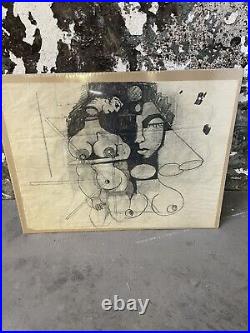 Found Drawings 1950's Nude Old Cubist Cubism Abstract Modernism