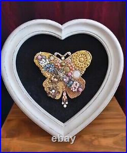 Framed Jewellery Butterfly Collage Art Handmade