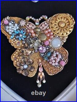 Framed Jewellery Butterfly Collage Art Handmade