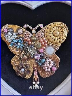 Framed Jewellery Butterfly Collage Art Handmade