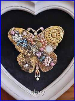 Framed Jewellery Butterfly Collage Art Handmade