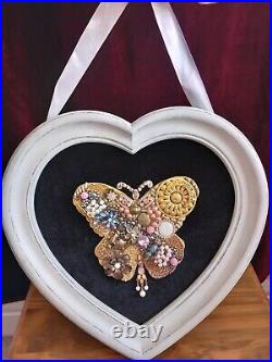 Framed Jewellery Butterfly Collage Art Handmade