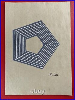 Frank Stella (Handmade) Drawing painting mixed media on paper signed & stamped