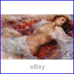 Gary Benfield S/n Giclee On Canvas Red Chaise