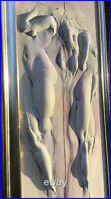 Gary Mauro (American), relief in fabric study of two nudes, signed, 25 X 72
