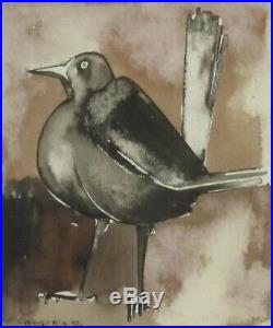 Geoffrey Key'Blackbird' Original Mixed Media Framed