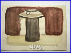 Giorgio Morandi Painting on paper (Handmade) signed and stamped mixed media