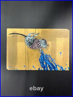 Hama Woods Rat Painting Blue Original Art On Mdf Stencil Spray Paint And Marker