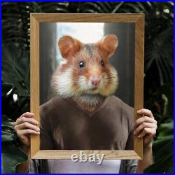 Hamster in Sweater Digital Portrait Pet Wall Art Funny Dog Cat Regal Pet Loss