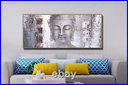 Hand Painted Original Acrylic Painting on Canvas, Textures Mixed Media 26 x60