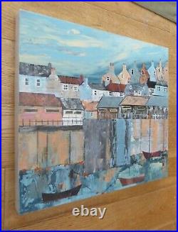 Harbour Home original painting, collage, quay, boats, seaside, art