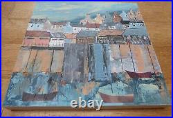 Harbour Home original painting, collage, quay, boats, seaside, art