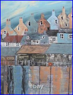 Harbour Home original painting, collage, quay, boats, seaside, art