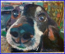 Hello There, 22x18, Original Mixed Media Painting, Signed Art, Dog, Animal Arts
