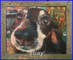Hello There, 22x18, Original Mixed Media Painting, Signed Art, Dog, Canvas
