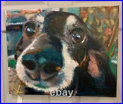 Hello There, 22x18, Original Mixed Media Painting, Signed Art, Dog, Canvas