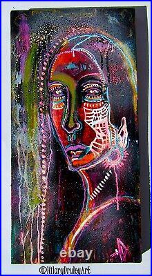 Hilary Druley Original Mixed Media Painting Art 12x24 Gallery Canvas Vision OOAK