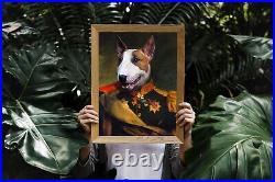 Historical Officer Pet Digital Portrait Pet Wall Art Funny Dog Cat Military Army