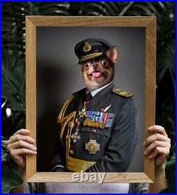 Historical Serviceman Pet Digital Portrait Pet Art Dog Cat Wall Art Military