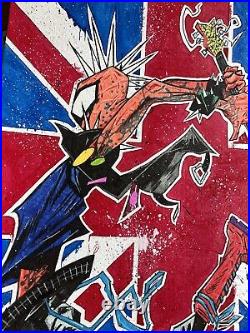 Hobie Brown Spider-Punk AKA Spider-Man Mixed Media Art On 11x14 140lb Stock