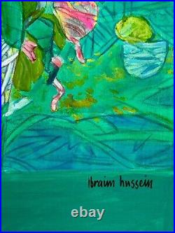 Ibrahim Hussein (Handmade) Mixed Media Paper Painting Signed and Stamped