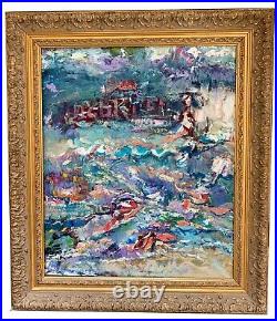 Inspired, 26x30, Original Abstract Oil Mixed Media Painting, Framed, Gold
