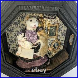 Interactive Rat Mouse Hamster Taxidermy Shadow Box Victorian Doll House Wall Art
