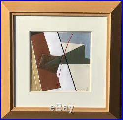 Italian Geometric Abstract Mixed Media Painting By Silvano Bozzolini Signed 1988