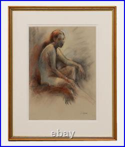 J. Sheppard Framed 20th Century Mixed Media, Seated Nude