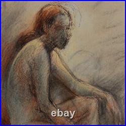 J. Sheppard Framed 20th Century Mixed Media, Seated Nude