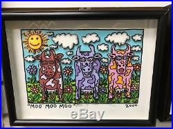 James Rizzi 3-D Artwork Moo Moo Moo Signed & Numbered 2000 Framed