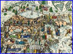James Rizzi 3-D Artwork Ski Weekend Signed & Numbered Limited Edition 1986