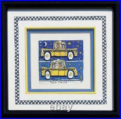 James Rizzi Twin Taxis 3-D Construction Lithograph