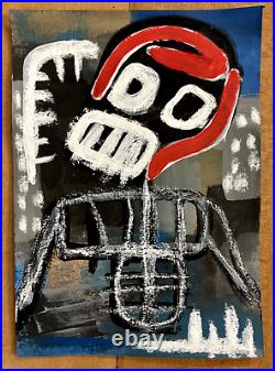 Jean-Michel BASQUIAT Mixed Media Painting Untitled Primitivism