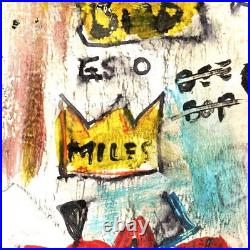 Jean-Michel Basquiat Hand Painted Neo Expressionist original on 80s NY postcard