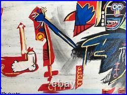 Jean-Michel Basquiat painting on wood (Handmade) signed and stamped mixed media
