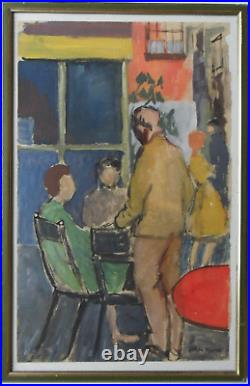 Jean Young 1914-1995 Original Signed Painting Post-impressionist'cafe Scene