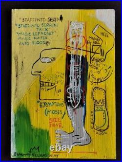 Jean-michel Basquiat Mixed Media Postcard Vtg Art
