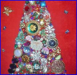Jewelry Art Christmas Tree, signed and framed