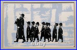 Jewish Art. Mid 20th C Mixed Media. Rabbi & Children. Signed & Dedicated