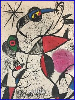 Joan Miró Painting, Mixed Media On Paper, Vtg Artwork, Signed and Stamped, Art