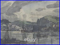 John Edmund Mace RBA (1889-1952) Framed Mixed Media, Dartmouth Harbour