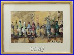 Jordi Prat Pons (b. 1965) Contemporary Mixed Media, Spirit Bottles on a Shelf